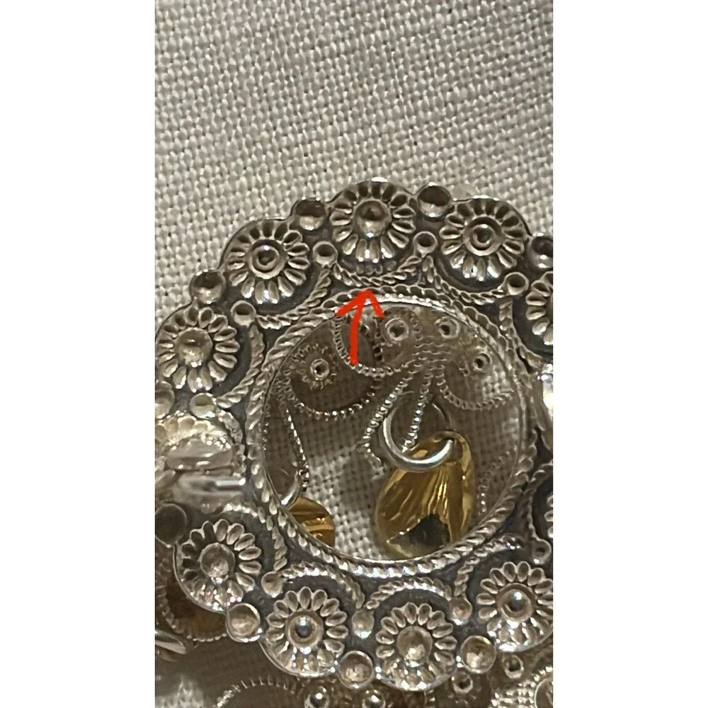 Vintage Norwegian 830 Silver Solje Sølje Brooch Dangling Spoons Traditional Pin